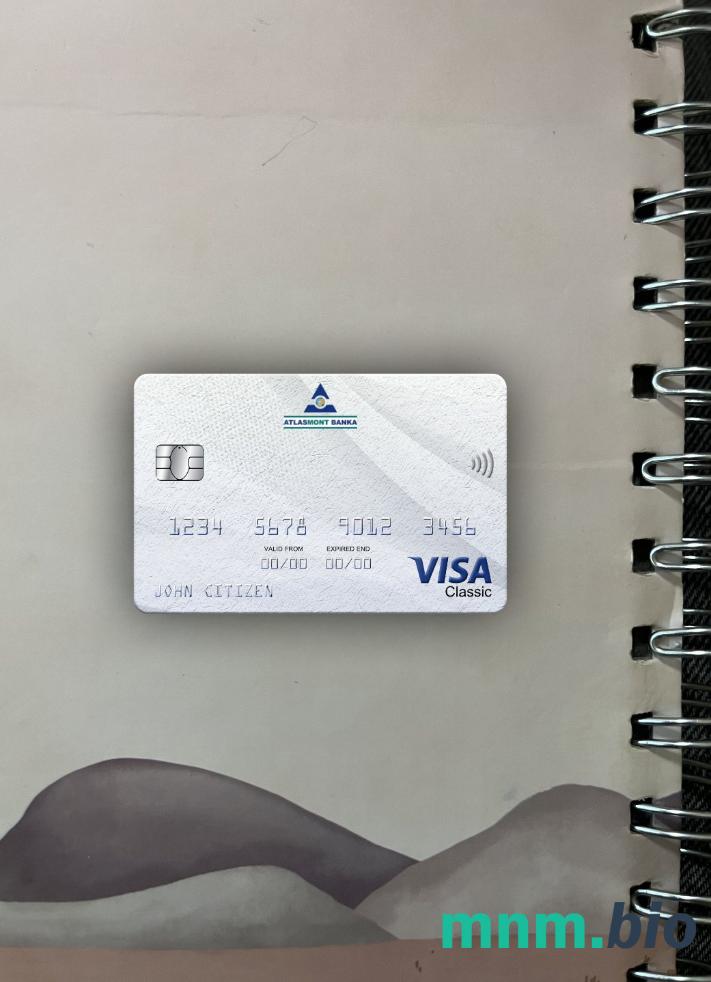 Montenegro Atlasmont bank visa classic card wygląd fotograficzny skan PSD + zdjęcie